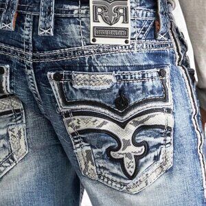 Rock Revival Men's Cypress Straight Distressed Denim Jeans Size 33x30 NEW